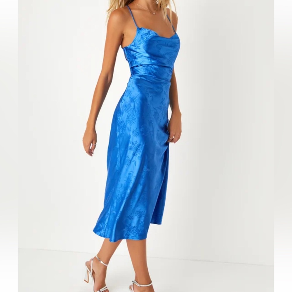 NWT Lulus Blue Satin Dress